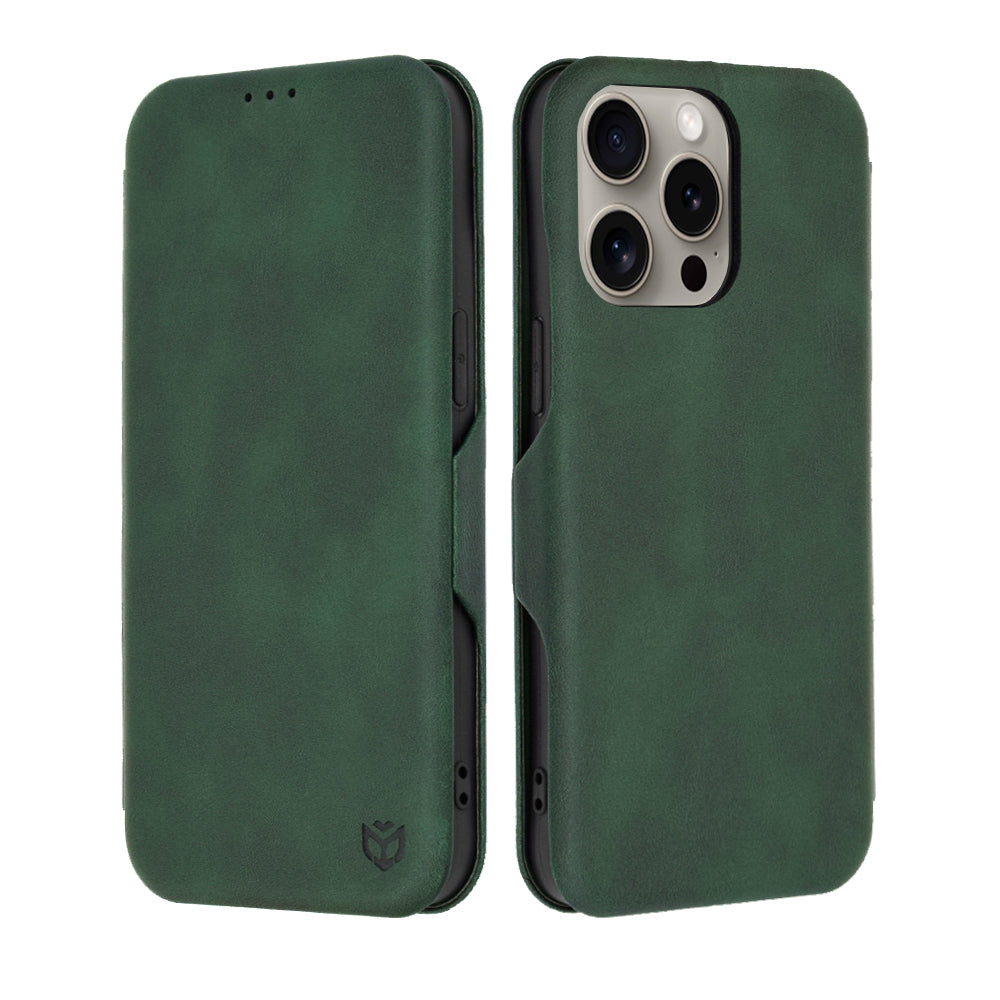 Kuori Apple iPhone 15 Pro Maxille, Techsuit, Safe Wallet Plus, Vihreä