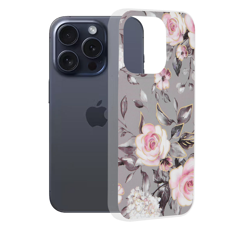Kuori Apple iPhone 15 Pro:lle, Techsuit, Marble, Harmaa