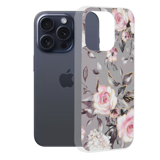 Kuori Apple iPhone 15 Pro:lle, Techsuit, Marble, Harmaa