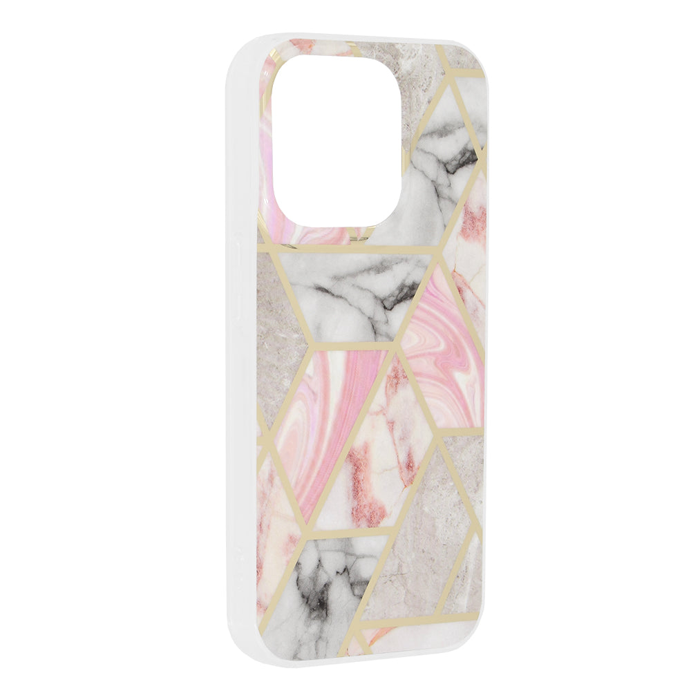 Kuori Apple iPhone 15 Pro:lle, Techsuit, Marble, Vaaleanpunainen