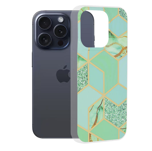 Kuori Apple iPhone 15 Pro:lle, Techsuit, Marble, Vihreä