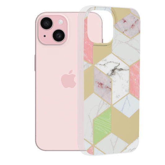 Kuori Apple iPhone 15:lle, Techsuit, Marble, Violetti