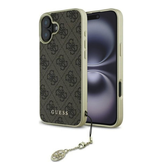 Suojakotelo Apple iPhone 16:lle, Guess, 4G Charm, Ruskea