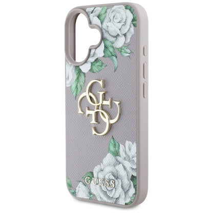 Kotelo Apple iPhone 16:lle, Guess, 4G Grained Roses Big Logo, Violetti