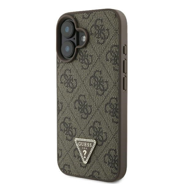 Suojakotelo Apple iPhone 16:lle, Guess, 4G Triangle Strass, Ruskea