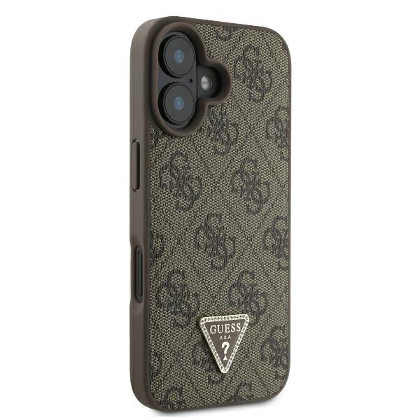 Suojakotelo Apple iPhone 16:lle, Guess, 4G Triangle Strass, Ruskea