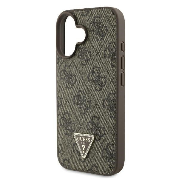 Suojakotelo Apple iPhone 16:lle, Guess, 4G Triangle Strass, Ruskea