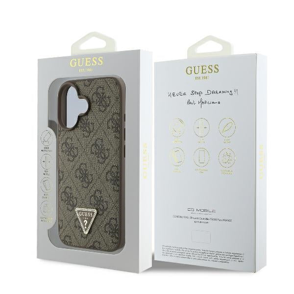 Suojakotelo Apple iPhone 16:lle, Guess, 4G Triangle Strass, Ruskea