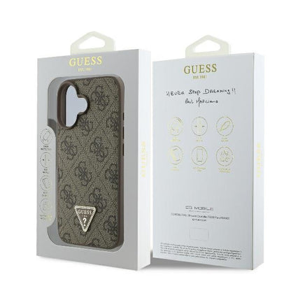 Suojakotelo Apple iPhone 16:lle, Guess, 4G Triangle Strass, Ruskea