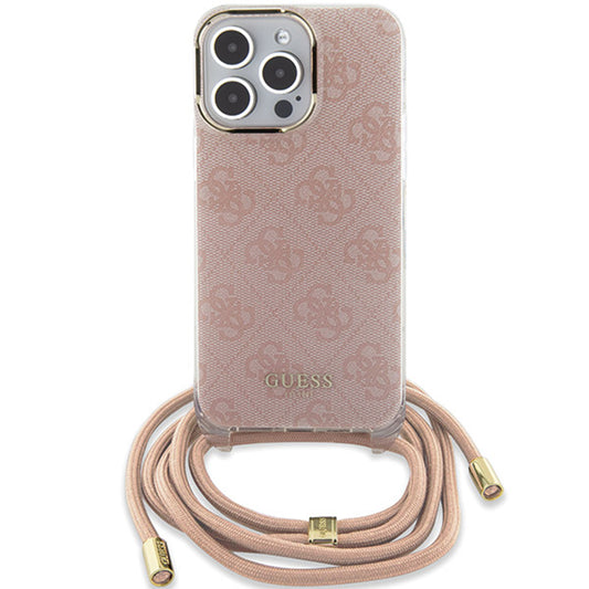 Kotelo Apple iPhone 16:lle, Guess, Crossbody Cord 4G Print, Pinkki