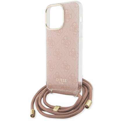 Kotelo Apple iPhone 16:lle, Guess, Crossbody Cord 4G Print, Pinkki