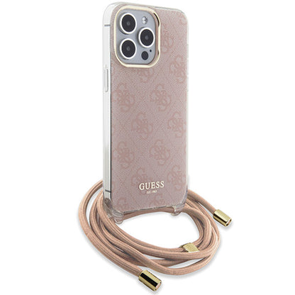 Kotelo Apple iPhone 16:lle, Guess, Crossbody Cord 4G Print, Pinkki
