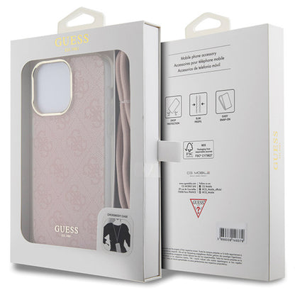 Kotelo Apple iPhone 16:lle, Guess, Crossbody Cord 4G Print, Pinkki