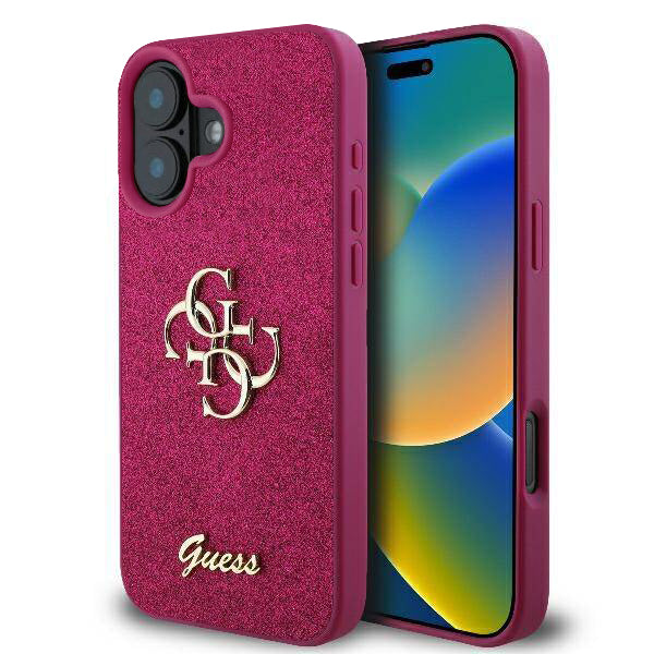 Case for Apple iPhone 16, Guess, Fixed Glitter Big 4G, Purple