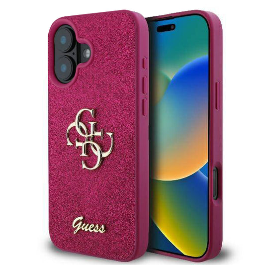 Suojakotelo Apple iPhone 16:lle, Guess, Fixed Glitter Big 4G, Violetti