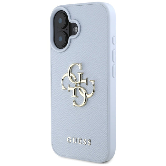 Suojakotelo Apple iPhone 16:lle, Guess, Grained Big 4G Logo Small Classic Logo, Sininen