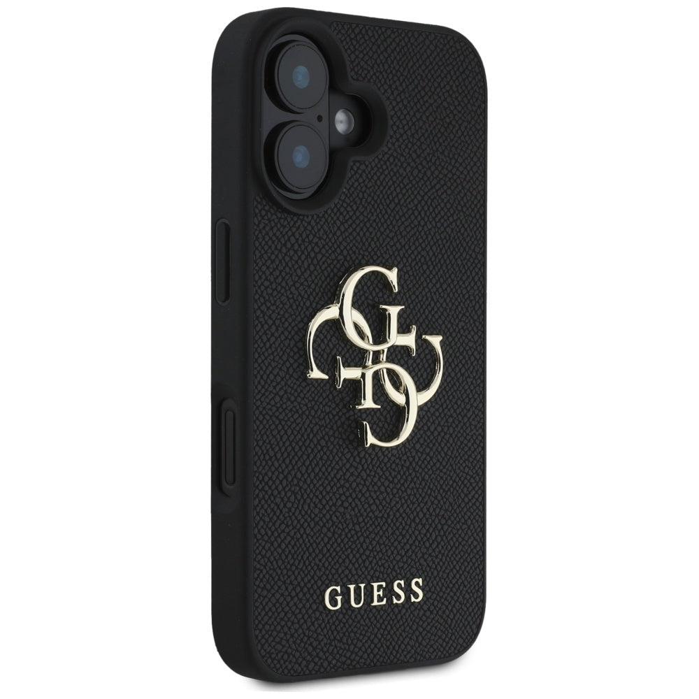 Suojakotelo Apple iPhone 16:lle, Guess, Grained Big 4G Logo Small Classic Logo, Musta