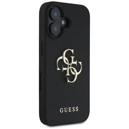 Suojakotelo Apple iPhone 16:lle, Guess, Grained Big 4G Logo Small Classic Logo, Musta
