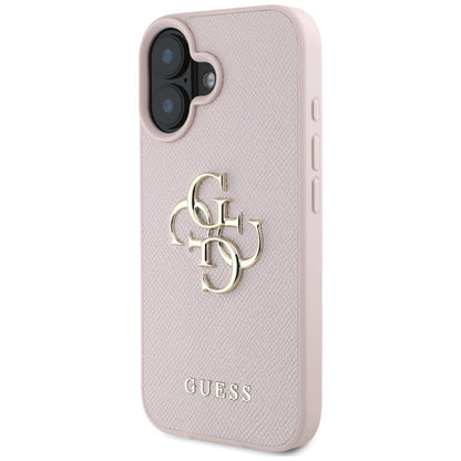 Suojakotelo Apple iPhone 16:lle, Guess, Grained Big 4G Logo Small Classic Logo, Pinkki