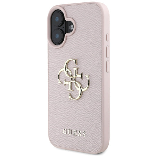 Suojakotelo Apple iPhone 16:lle, Guess, Grained Big 4G Logo Small Classic Logo, Pinkki