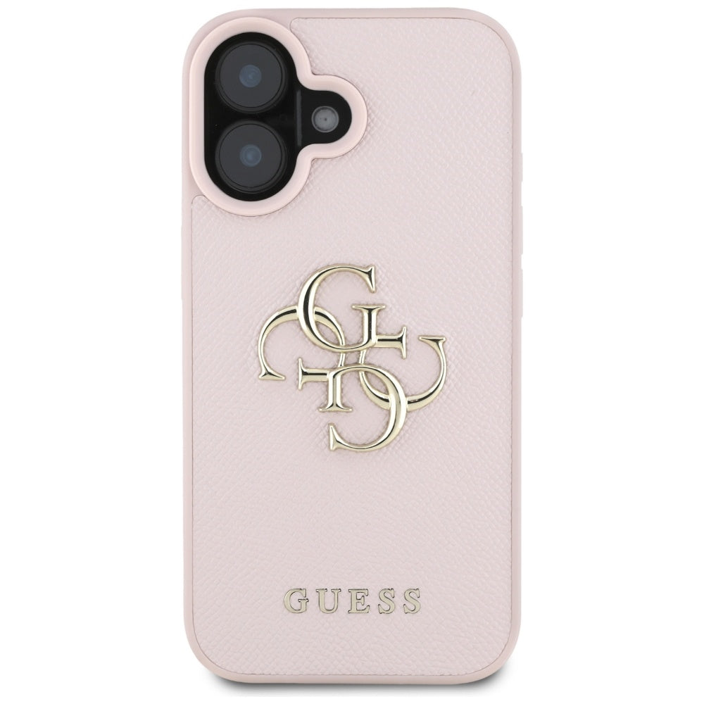 Suojakotelo Apple iPhone 16:lle, Guess, Grained Big 4G Logo Small Classic Logo, Pinkki