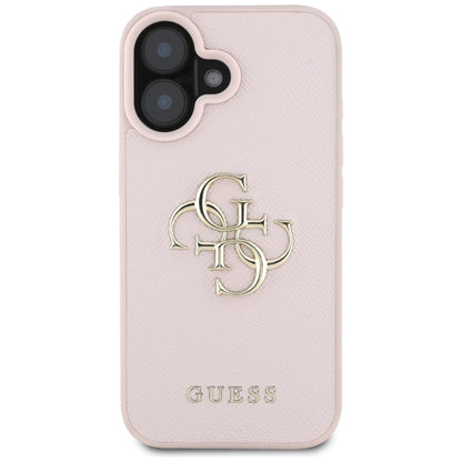 Suojakotelo Apple iPhone 16:lle, Guess, Grained Big 4G Logo Small Classic Logo, Pinkki