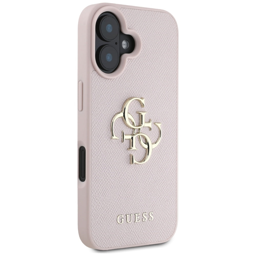 Suojakotelo Apple iPhone 16:lle, Guess, Grained Big 4G Logo Small Classic Logo, Pinkki