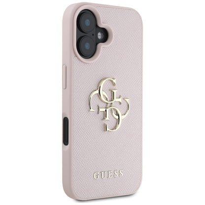 Suojakotelo Apple iPhone 16:lle, Guess, Grained Big 4G Logo Small Classic Logo, Pinkki