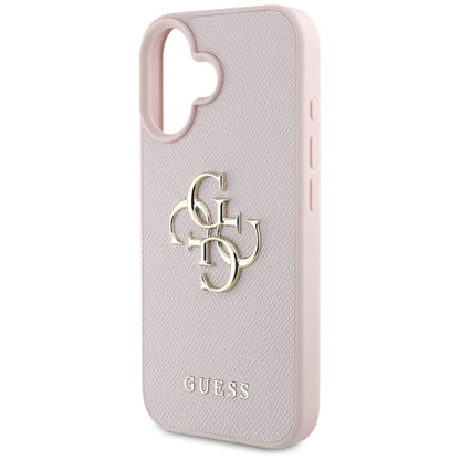 Suojakotelo Apple iPhone 16:lle, Guess, Grained Big 4G Logo Small Classic Logo, Pinkki
