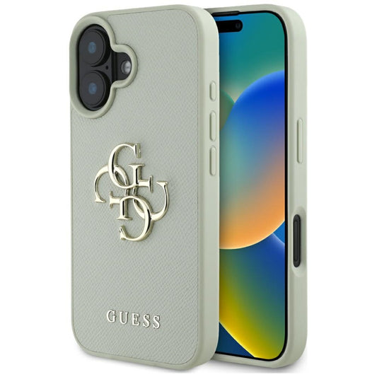 Suojakotelo Apple iPhone 16:lle, Guess, Grained Big 4G Logo Small Classic Logo, Vihreä