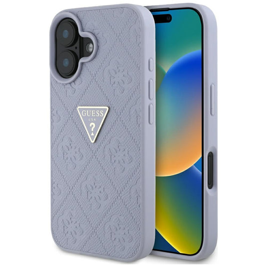 Suojakotelo Apple iPhone 16:lle, Guess, Hot Stamp 4G Pattern Triangle Logo, Vaaleanvioletti