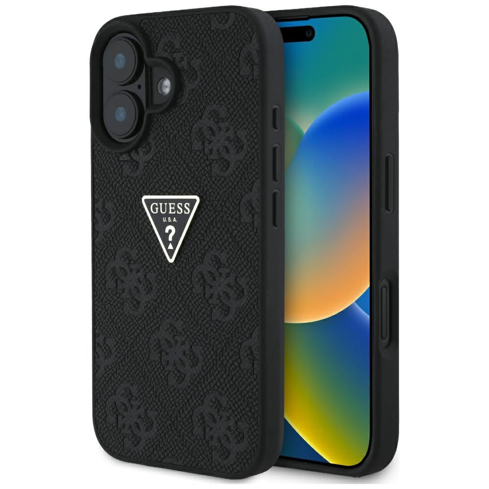 Suojakotelo Apple iPhone 16:lle, Guess, Hot Stamp 4G Pattern Triangle Logo, Musta