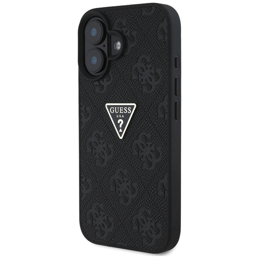 Suojakotelo Apple iPhone 16:lle, Guess, Hot Stamp 4G Pattern Triangle Logo, Musta