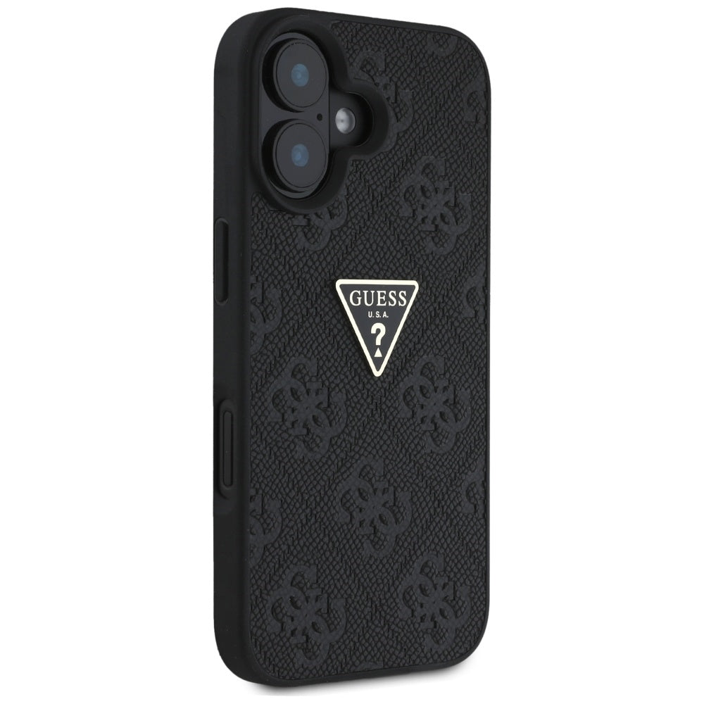 Suojakotelo Apple iPhone 16:lle, Guess, Hot Stamp 4G Pattern Triangle Logo, Musta