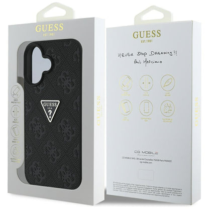 Suojakotelo Apple iPhone 16:lle, Guess, Hot Stamp 4G Pattern Triangle Logo, Musta
