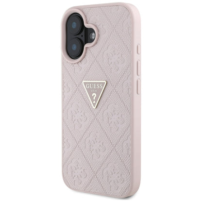 Kotelo Apple iPhone 16:lle, Guess, Hot Stamp 4G Pattern Triangle Logo, Pinkki