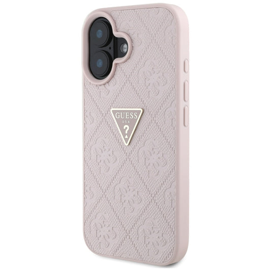 Kotelo Apple iPhone 16:lle, Guess, Hot Stamp 4G Pattern Triangle Logo, Pinkki