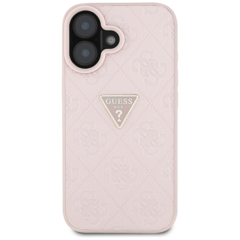 Kotelo Apple iPhone 16:lle, Guess, Hot Stamp 4G Pattern Triangle Logo, Pinkki