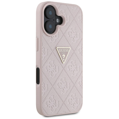 Kotelo Apple iPhone 16:lle, Guess, Hot Stamp 4G Pattern Triangle Logo, Pinkki