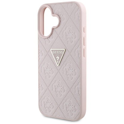 Kotelo Apple iPhone 16:lle, Guess, Hot Stamp 4G Pattern Triangle Logo, Pinkki