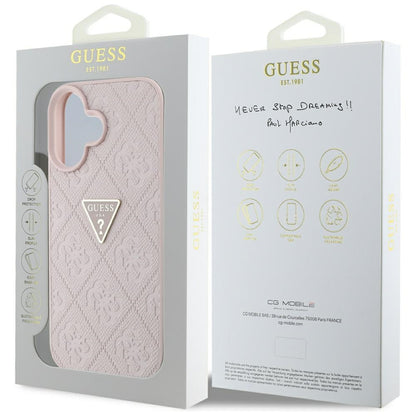 Kotelo Apple iPhone 16:lle, Guess, Hot Stamp 4G Pattern Triangle Logo, Pinkki