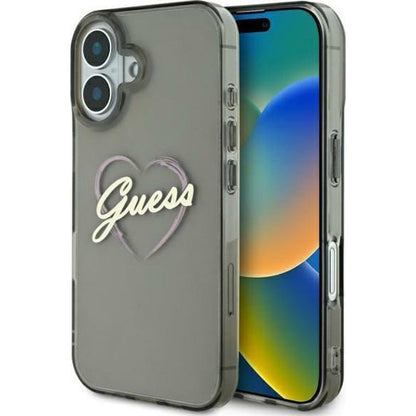 Suojakotelo Apple iPhone 16:lle, Guess, IML Heart, Musta