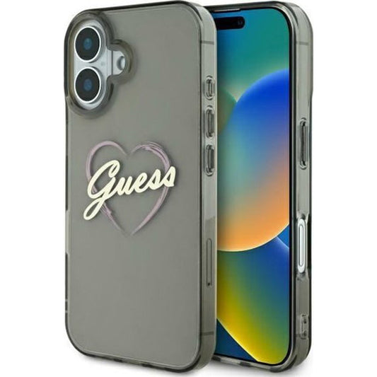 Suojakotelo Apple iPhone 16:lle, Guess, IML Heart, Musta