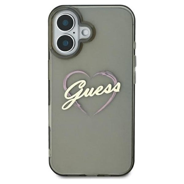 Suojakotelo Apple iPhone 16:lle, Guess, IML Heart, Musta