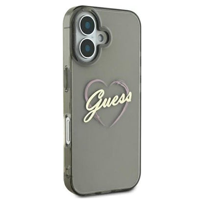 Suojakotelo Apple iPhone 16:lle, Guess, IML Heart, Musta