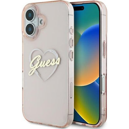Kotelo Apple iPhone 16:lle, Guess, IML Heart, Pinkki