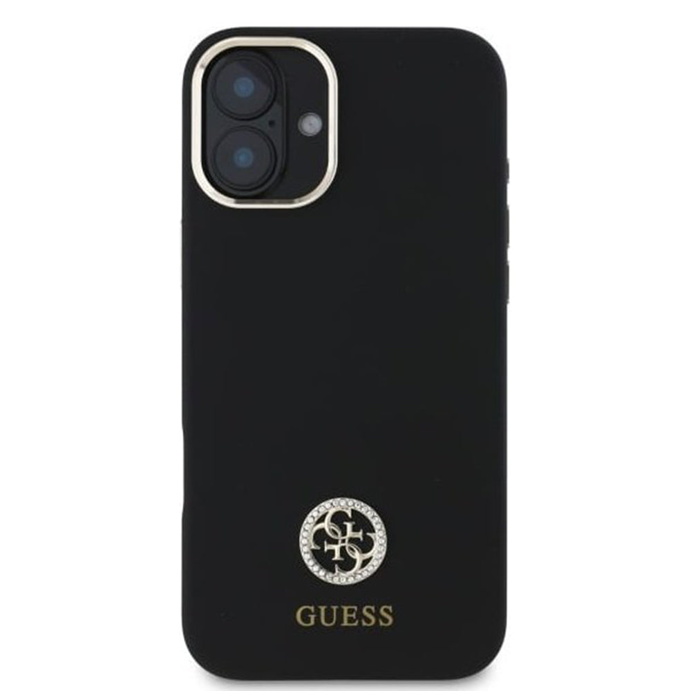 Kotelo Apple iPhone 16:lle, Guess, Logo Strass 4G, Musta
