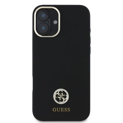 Kotelo Apple iPhone 16:lle, Guess, Logo Strass 4G, Musta