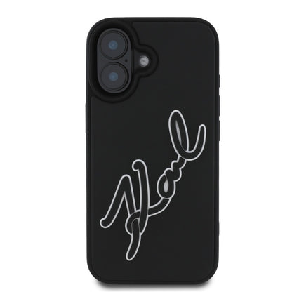 Case for Apple iPhone 16, Karl Lagerfeld, 3D Rubber Signature, Black