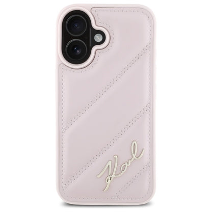Kotelo Apple iPhone 16:lle, Karl Lagerfeld, Diagonal Quilted Script, Pinkki
